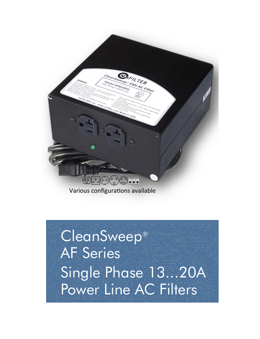 CleanSweep® On Filter 13~20Amp EMI filters 